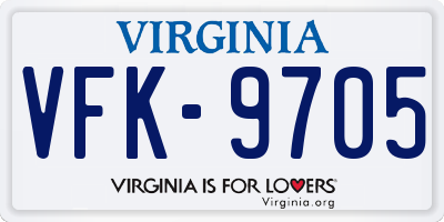 VA license plate VFK9705