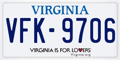 VA license plate VFK9706