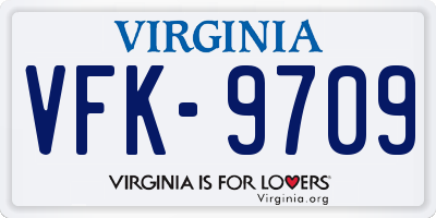 VA license plate VFK9709