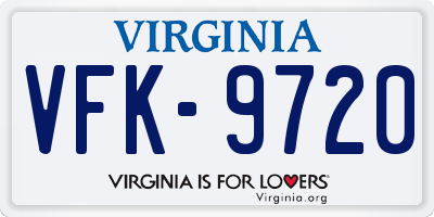 VA license plate VFK9720