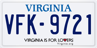 VA license plate VFK9721