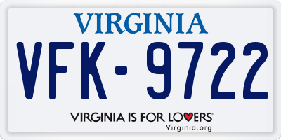 VA license plate VFK9722