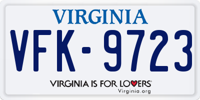 VA license plate VFK9723