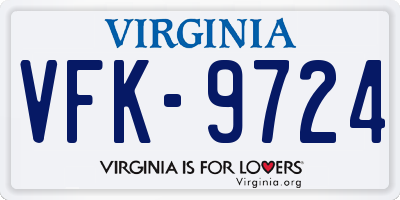 VA license plate VFK9724