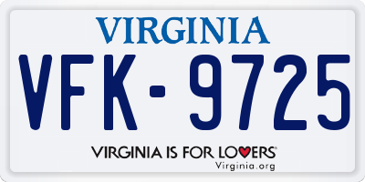 VA license plate VFK9725