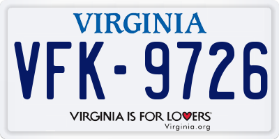 VA license plate VFK9726
