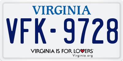 VA license plate VFK9728