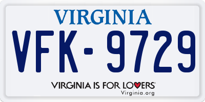 VA license plate VFK9729