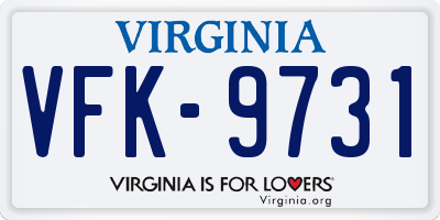 VA license plate VFK9731