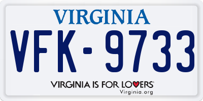 VA license plate VFK9733