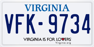 VA license plate VFK9734