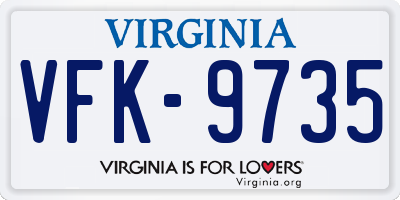 VA license plate VFK9735
