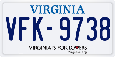 VA license plate VFK9738