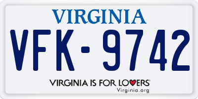 VA license plate VFK9742