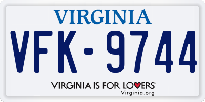 VA license plate VFK9744