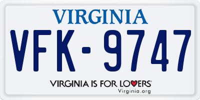 VA license plate VFK9747
