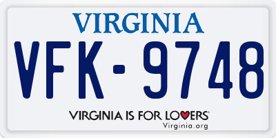 VA license plate VFK9748