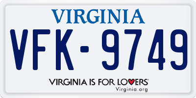 VA license plate VFK9749