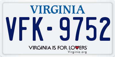 VA license plate VFK9752