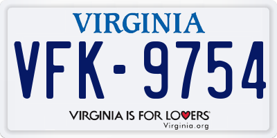 VA license plate VFK9754