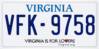 VA license plate VFK9758