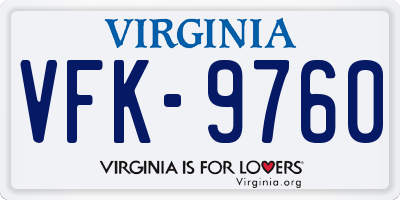 VA license plate VFK9760