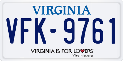 VA license plate VFK9761