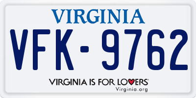 VA license plate VFK9762
