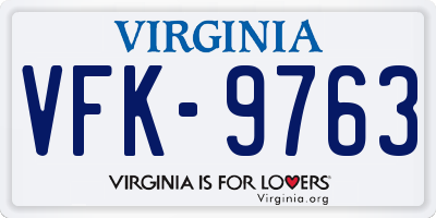 VA license plate VFK9763