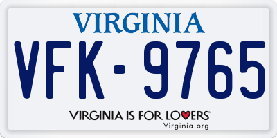 VA license plate VFK9765