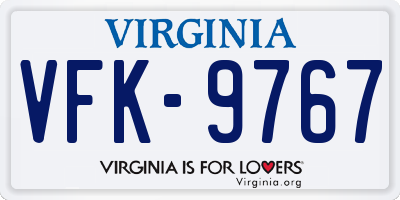 VA license plate VFK9767