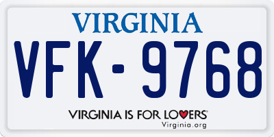 VA license plate VFK9768