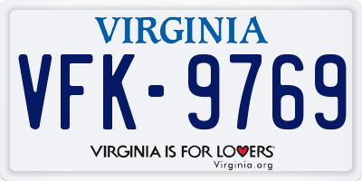 VA license plate VFK9769