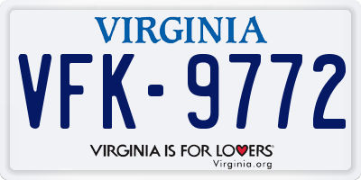 VA license plate VFK9772