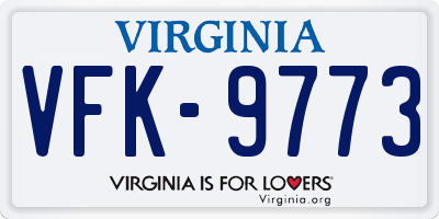 VA license plate VFK9773