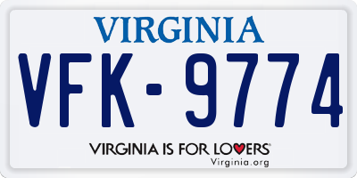 VA license plate VFK9774