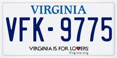 VA license plate VFK9775