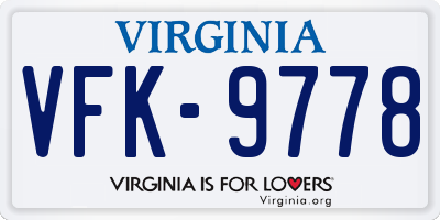VA license plate VFK9778