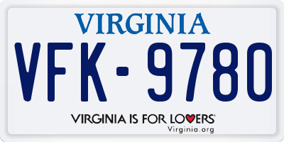 VA license plate VFK9780