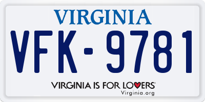 VA license plate VFK9781