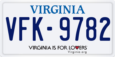 VA license plate VFK9782
