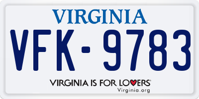 VA license plate VFK9783