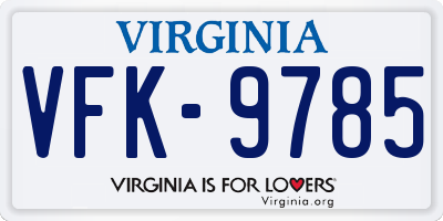 VA license plate VFK9785
