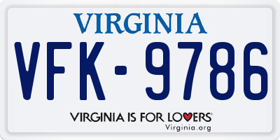 VA license plate VFK9786