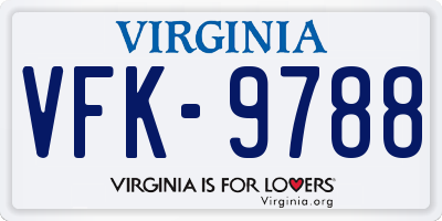 VA license plate VFK9788