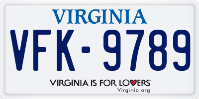 VA license plate VFK9789