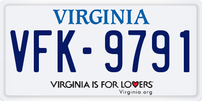 VA license plate VFK9791
