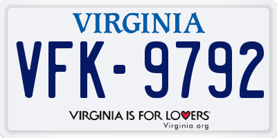 VA license plate VFK9792