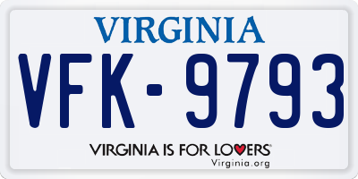 VA license plate VFK9793