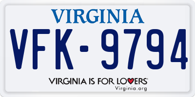 VA license plate VFK9794